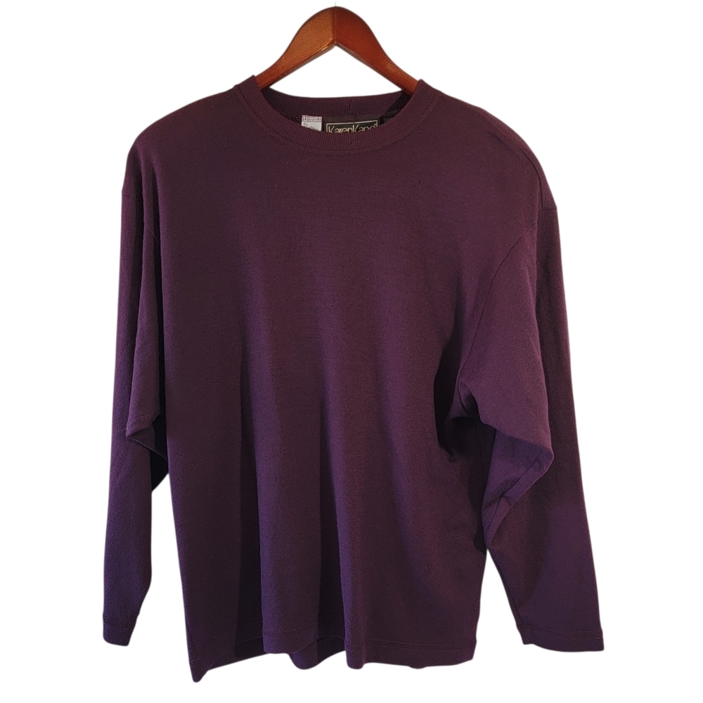 VTG Karen Kane Burgundy Sweater Top Sz 14 Wool Old Money Capsule Wardrobe USA